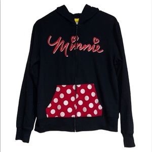 Size Large Black Hooded Front Zippered Minnie Sweater